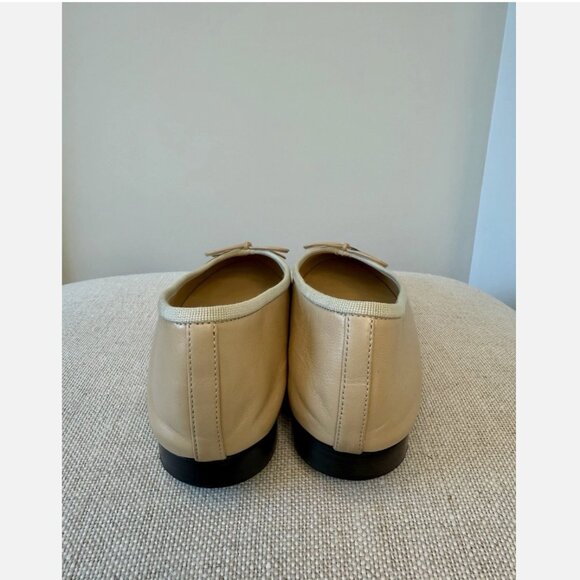 CHANEL Lambskin Beige/Black Classic Ballet Flats shoes Size 38.5 - Picture 12 of 17